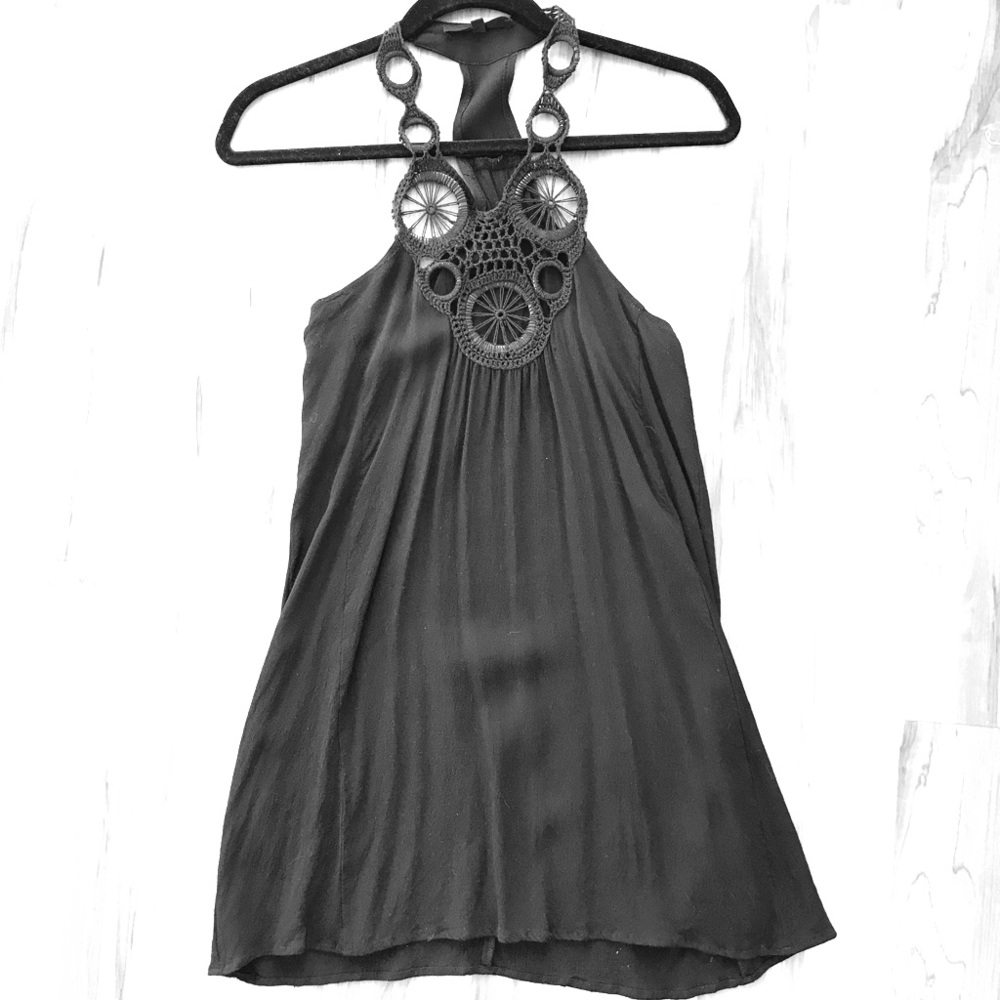 Olivaceous black sleeveless dress